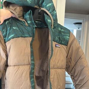 Patagonia Kids' Green and Tan Puffer Jacket